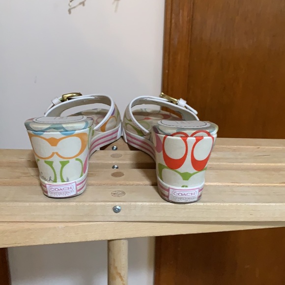 Coach logo multi Perry white wedge sandals - Picture 6 of 7